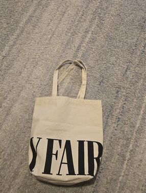 Vanity Fair Magazine Logo Canvas Tote Bag Black Cream Reusable Shopper 15x15